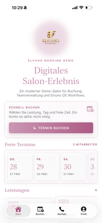 Kundenapp Startseite